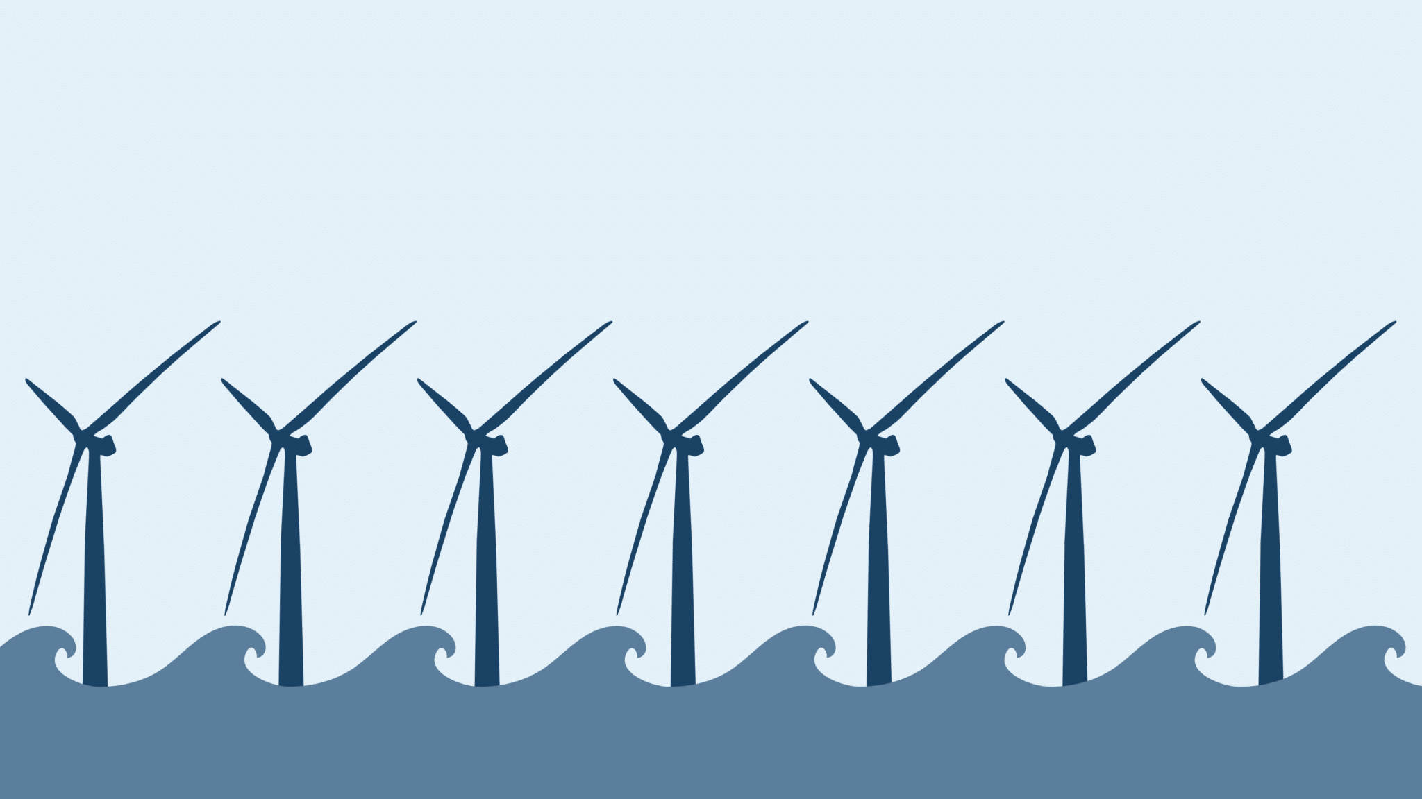 Windmills set in the ocean
