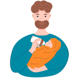 Man holding and bottle feeding a baby