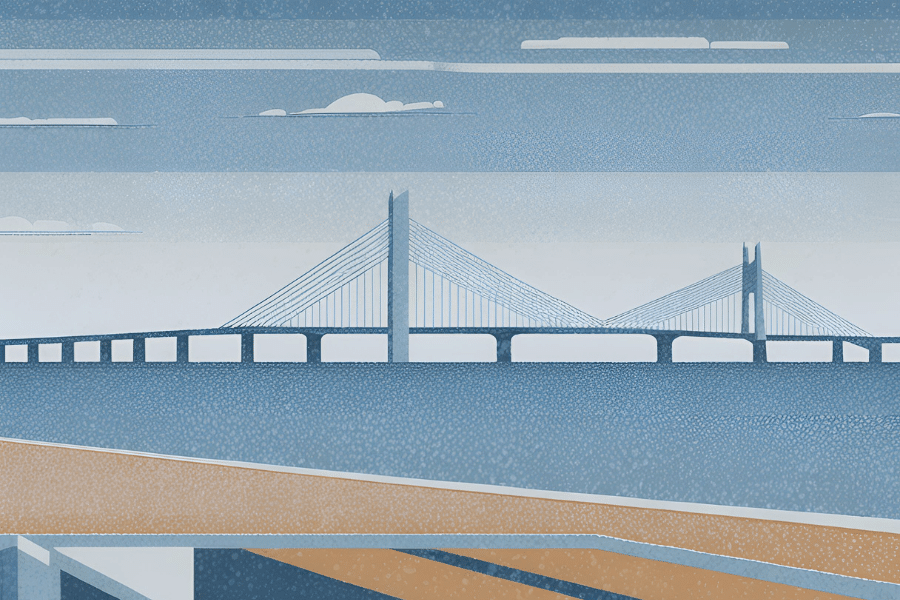 Iconographic illustration of the Øresund Bridge, symbolising the connection between Sweden and Denmark
